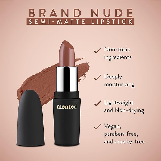 Mented Cosmetics Nude Lipstick for Women, Semi-Matte Long-Lasting Lip Stick, Moisturizing Vegan, Paraben & Cruelty-Free, Enhances All Complexions, Perfect for Everyday Makeup, Brand Nude