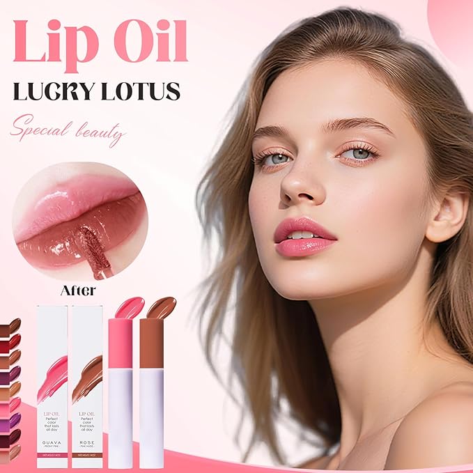 Lips Staining Lip Oil, 2025 Upgrade Lips Staining Long-Lasting Moisturizing Lip Oil Both an Oil and a Stain, Dynamic Finish Lip Tint Lips Oil Glossy Creamy Texture for Girl and Women (GUAVA)