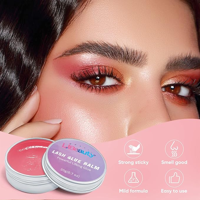 Libeauty Lash Glue Balm Lash Lift Adhesive 0.71Oz/20G Strong Sticky Fruit Flavor Eyelash & Eyebrow Perm Glue Balm for Long Lasting Individual Brow Lamination Gel