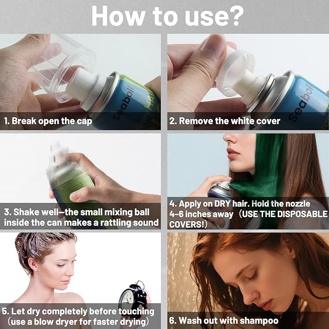 Green Hair Spray, Temporary Hair Color Spray for Women Men– Safe Non Sticky Washable One Day Hair Dye Spray, Disposable Accessories Included, for Halloween Cosplay Party DIY Costume Pet Fun