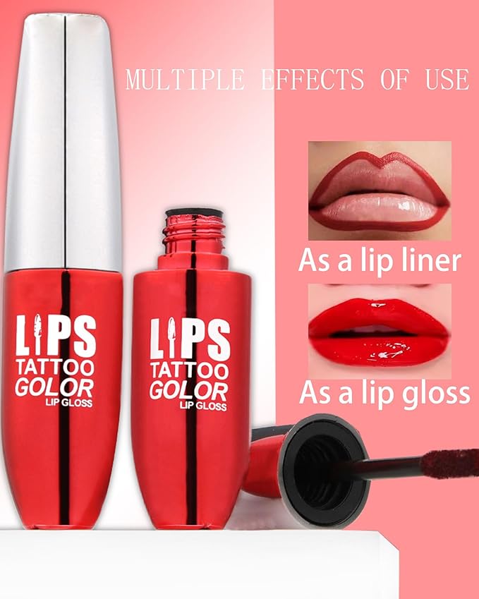 Peel Off Lip Tint Stain,Peel Off Lip Liner Stain Tattoo Nude Pink Lipgloss Long Lasting Waterproof, Non-Stick Highly Pigmented Red Matte Liquid Lipstick for Women All Skin Types Lipcolor Makeup-01