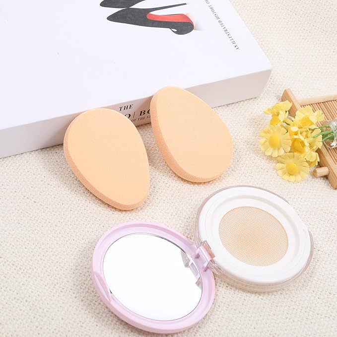 4 Packs Cushion Puff Beauty Egg, Makeup Sponge Oval Foundation Sponge Professional Beauty Blender Make up Puff for Eye Foundation, Blush Application, Forehead, Cheeks, Dry and Wet (Skin Tone)