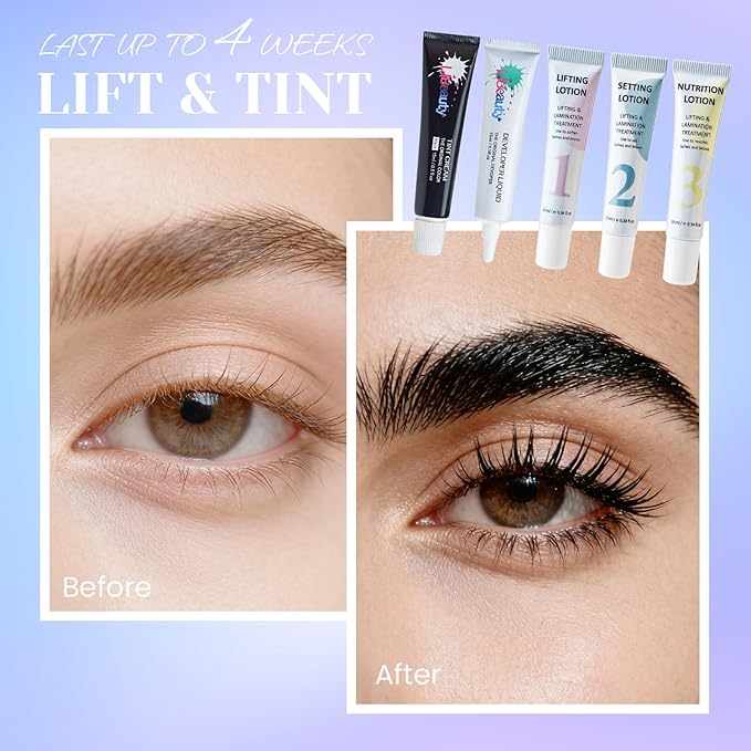 Libeauty Lash Lift and Black Color Kit, NEW 4-in-1 Value Kit for Eyelash Perm, Brow Lamination, Eyelash and Eyebrow Color, 15ml Black Coloring Set, Salon Choice