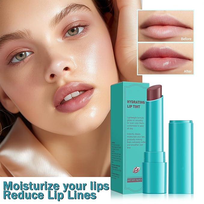 Lip Tint Hydrating, Moisturizing Lip Oil Balm, Long Lasting Waterproof Lip Gloss Non-Stick Cup Lipstick Set, Natural Ingredients Strong Moisturizing Lipstick (Muted Rose)