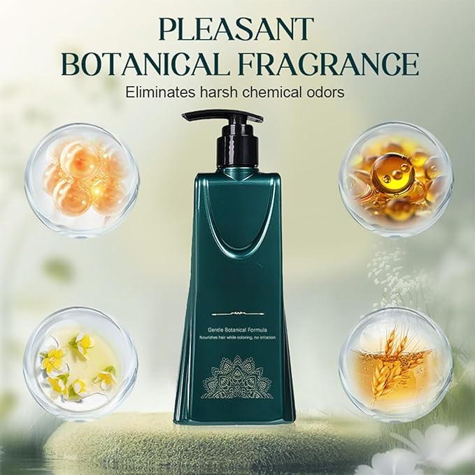 Mild Formula Long Lasting Hair Dye Set, Plant-Based Hair Color for Gray Coverage, Long-Lasting Shampoo, Single Agent Floral Dye (Light Black, 2.33/ounce)