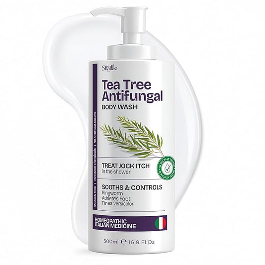 Antifungal Tea Tree Body Wash - Antibacterial Soap for Jock Itch, Eczema, Back Acne, Ringworm Treatment for Humans | Antibacterial Body Soap For Men & Women with 1% Tolnaftate & Tea Tree Oil - 16.9 oz