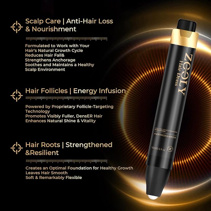 Scalp Serum for Hair Growth, Roll-On Essence Anti-Hair Loss Treatment for Women & Men, Silicone Free, 0.5 Fl Oz
