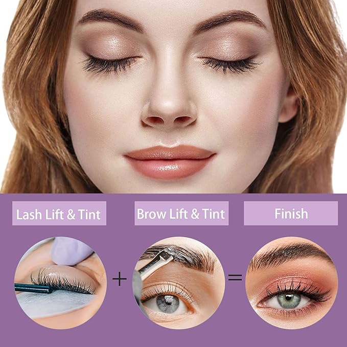 Brow Lamination Kit & Lash Lift Kit, Eyebrow Lamination kit, Eyelash Perm Kit, Brows & lashes lifting Kit, Instant Eyebrow Lift Kit for Fuller Thicker Brows, Professional Salon and Home DIY Use