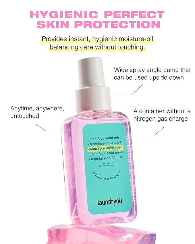 Clean Face Solid Gel-To-Mist Hydrating Spray Serum for Redness Relief & Soothing Irritated Skin Lightweight Moisturizing Facial Mist for Sensitive Skin Korean Skin Care (3.38 fl oz)