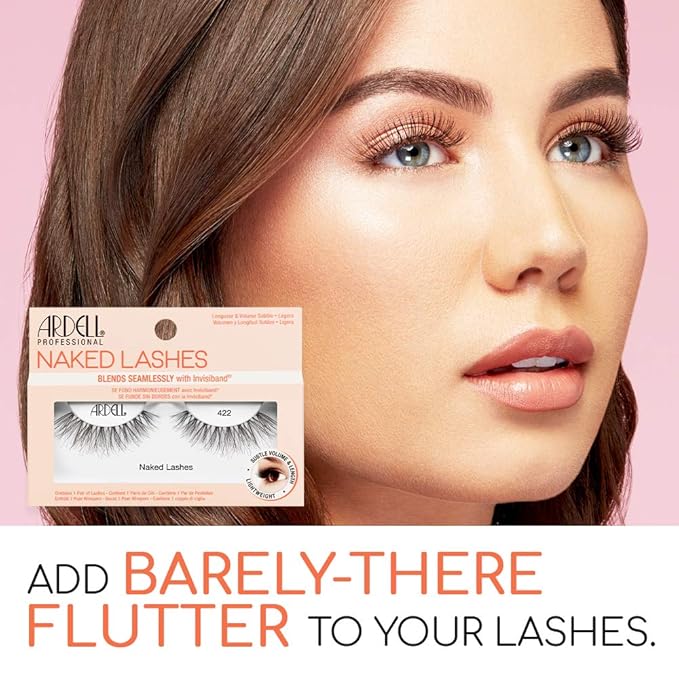 Ardell Naked Natural Lashes 422 - Natural Look False Eyelashes with Invisiband, Soft Volume Wispy Lashes Strip for Everyday Wear, 4 Pairs
