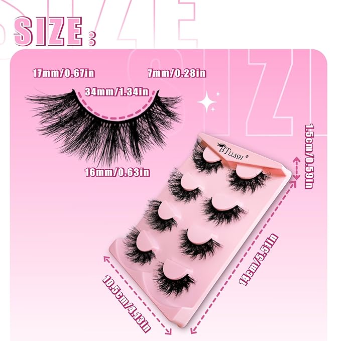8Pairs Wispy Mink Lashes Fluffy Eye Lashes Natural Look 5D Volume Fake Eyelashes Pack 3D621 by BTLLSSH