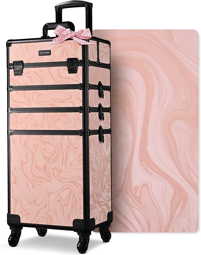 BYOOTIQUE 4in1 Makeup Trolley on Wheels Esthetician Rolling Case Hair tool Travel Bag Lash Storage Barber Tool Box for Nail Bar Beauty Salon Cosmetologist Manicurist Hairstylist,CoyoteButtes Dusk
