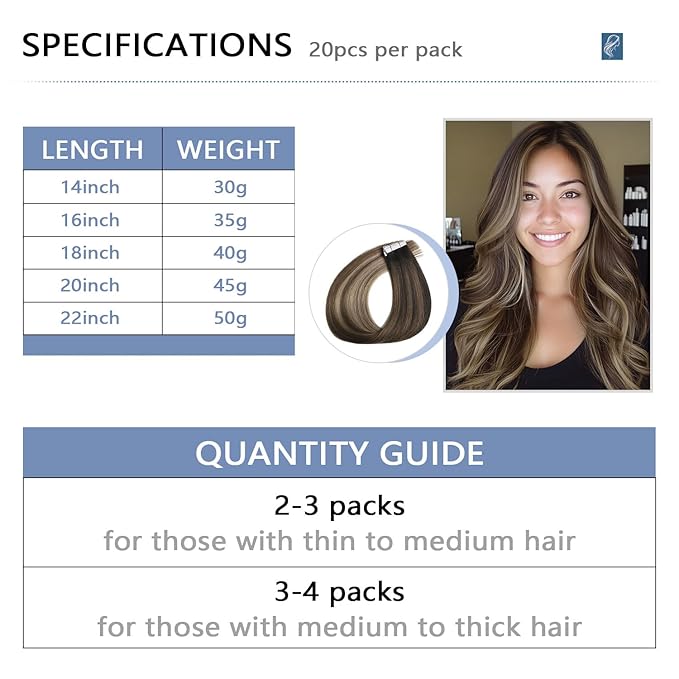 COOKAYU Invisible Tape in Hair Extensions Human Hair, Seamless Tape in Extensions Human Hair Injected Invisi Edge Extensions Dark Brown to Dirty Blonde 20Inch 45g 20pcs/pack