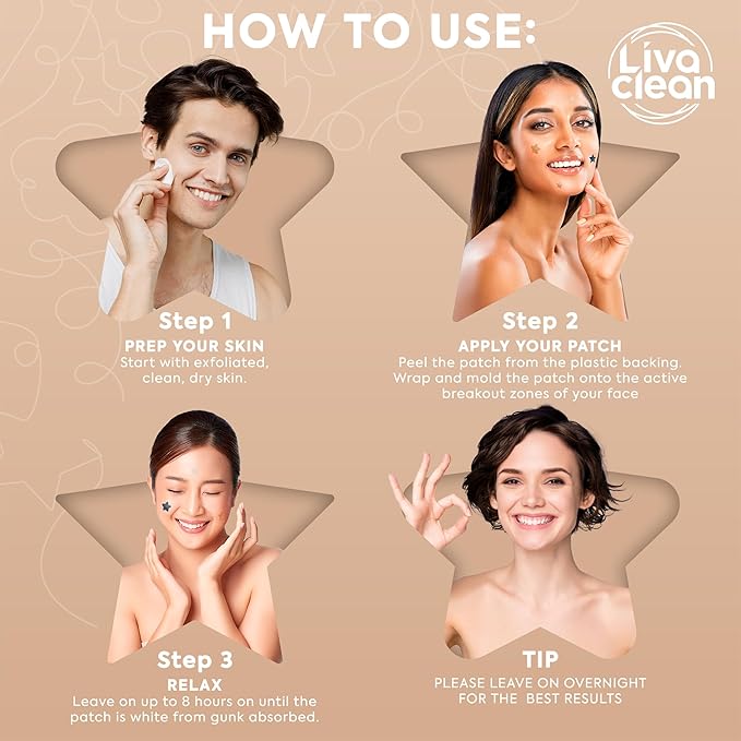 LivaClean 240 CT Neutrals Pimple Patches for Face w/Salicylic Acid & Tea Tree, Hydrocolloid Acne Patches Cute Star Pimple Patch for Healing, Cute Face Stickers, Zit Patch