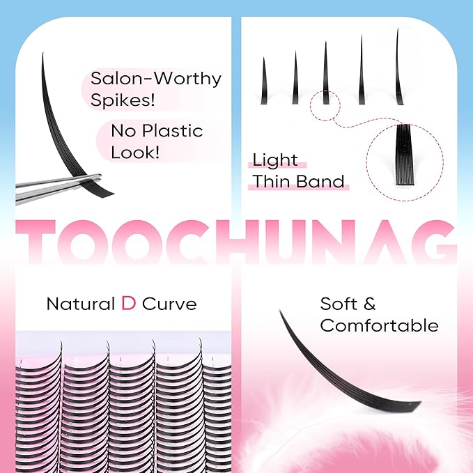 Lash Spikes 320pcs Spiky Lash Clusters 13-21mm D Curve Volume Spiky Cluster Eyelash Extensions Fairy Spike Eyelash Clusters for DIY Professional Individual Lash Extension by TOOCHUNAG