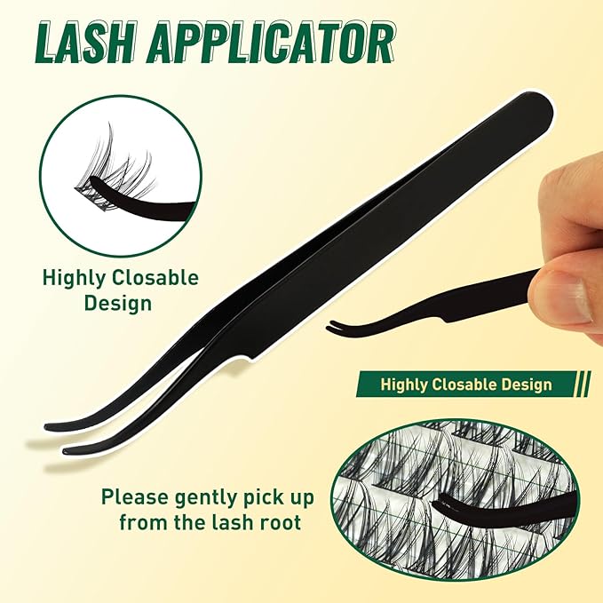KEYYOULASH Lash Clusters Kit 144pcs 8-18MIX Natural&Wispy Cluster Lashes Thin Band Lash Extension Kit with Bond and Seal,Remover,Applicators for DIY Fluffy Eyelash Extension Kit at Home(KY03 Kit)