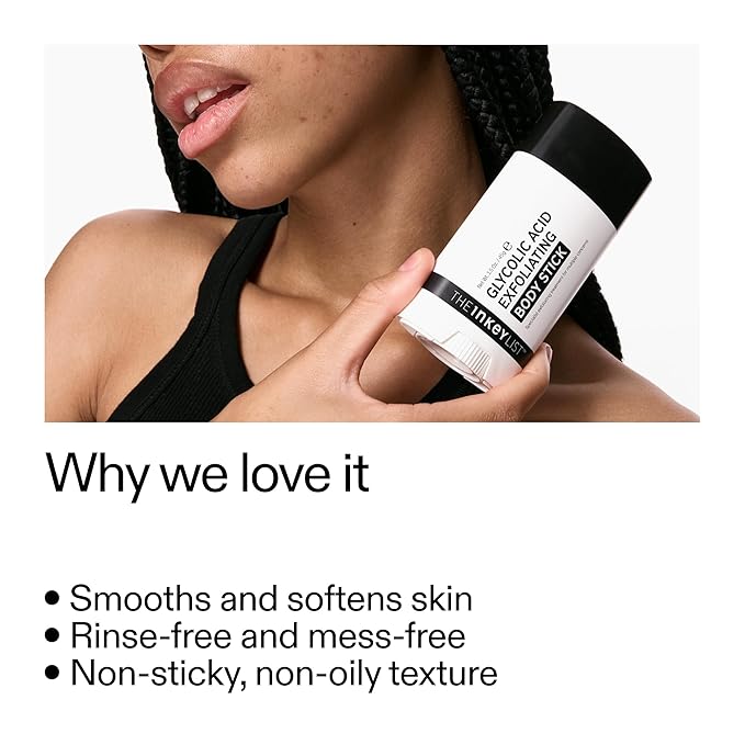 The INKEY List Glycolic Acid Exfoliating Body Stick 45g, Multiple Concerns, One Targeted Solution, Delivers Deep, Effective Exfoliation, Fragrance Free, Suitable For All Skin Types