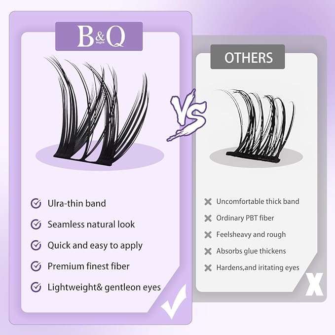 B&Q Wispy Lash Clusters Full B0X,Eyelash Clusters 156PCS Comfortable band Cluster Eyelash Extensions,8-18mm Volume Individual Lashes Lightweight D Curl Lash Clusters Soft Eyelashes Natural Look(B0X)