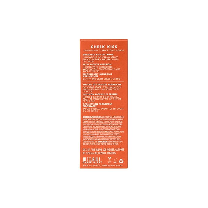 Milani Cheek Kiss Liquid Blush Makeup, Lightweight, Blendable & Buildable for Radiant Flushed Cheeks, Skin-Loving Formula - Cheeky Coral