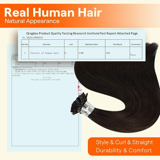 Full Shine Utip Human Hair Extensions 24 Inch 50 Grams Color 2 Dark Brown Fusion Hair Extensions Human Hair Natural Straight Remy Hair for Women Keratin Bond Extensions add Volume