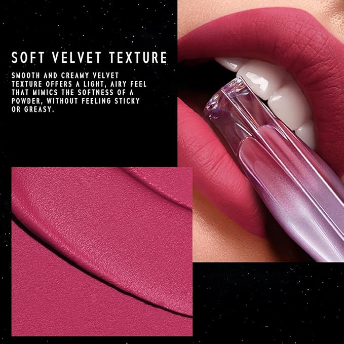 NEBULA VELVET LIP CREAM-Long Lasting Lip Stain, Waterproof and Transferproof Lip Tint, Matte Finish, Smooth Out Lip Lines, Lightweight & High Coverage, Stocking Stuffers (05 POLARIS)