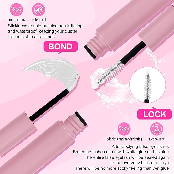 Lash Clusters Kit Eyelash Clusters Individual Lash Extension Kit 240 Pcs D Curly Cluster Lashes DIY Eyelash Extension Kit with Lash Bond and Seal Tweezers Brushes(80D Kit 10-16mm)