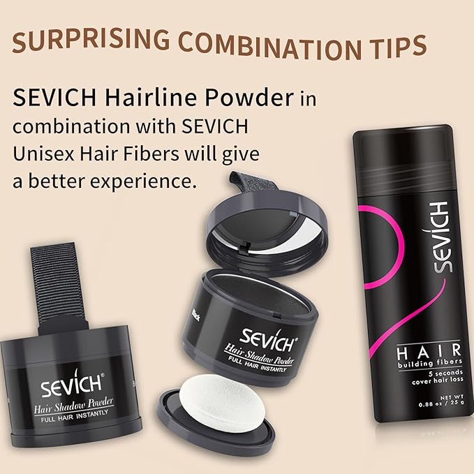 Sevich Hairline Powder,Instantly Conceals Hair Loss, Root Touch up Powder, Hair Shadow Toppers for Women & Men, Touch Up for Thinning Gray Hair, Windproof & Sweatproof,Black