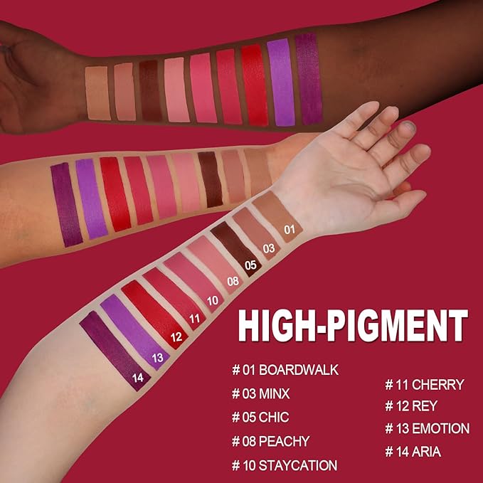 O'CHAIN Red Matte Lipstick, Long Lasting Full Coverage Non-Transfer Lipstick for Women Infused with Jojoba Oil and Vitamin E, Cruelty-Free & Vegan (10 STAYCATION) 0.12 Oz