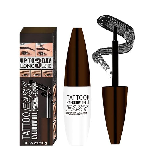 Tattoo Eyebrow Gel Easy Peel Off - Black Eye Brow Gel Eyebrow Dye Eyebrow Tattoo Peel Off, Natural Safe Brow Color for Women Sparse Brows, Easy Use Lasts 3 Days, Waterproof & Transfer-proof - 04