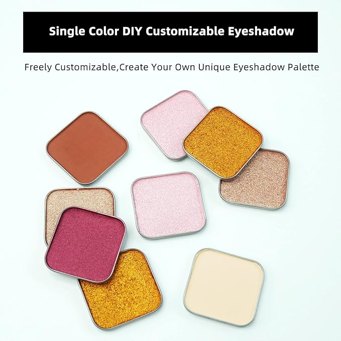 Magnetic single shimmer gold eyeshadow with metal pan, subtle shimmer orange eyeshadow refill pan, mini palette for empty magnetic palette (Ginger Gleam)
