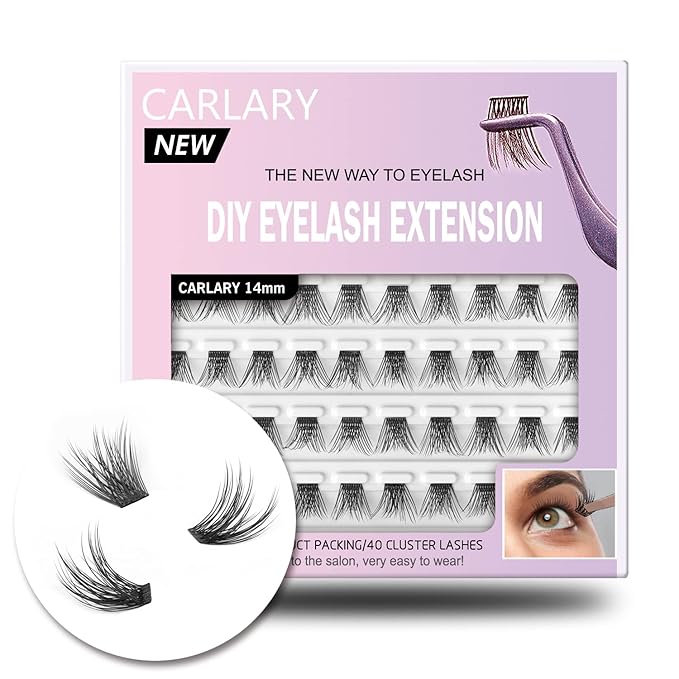 DIY Eyelash Extension, Individual Lashes, 3D Effect Reusable 40 Cluster Lashes, C Curl Fluffy Wispy Individual Eyelash Clusters for Home Eyelash Extensions (14mm)