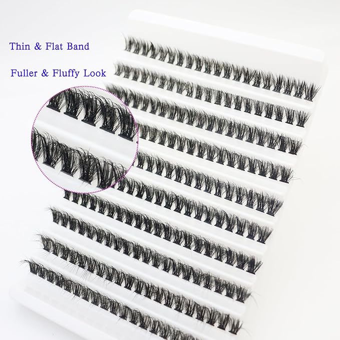 DAODER Short Lash Extension Kit 50D Natural Lash Clusters Kit Wispy Fluffy Eyelash Extension Kit D Curl Individual Lashes Kit 9-13MM Thick Short Eyelash Clusters(Thick Short Eyelash Extension Kit 50P)