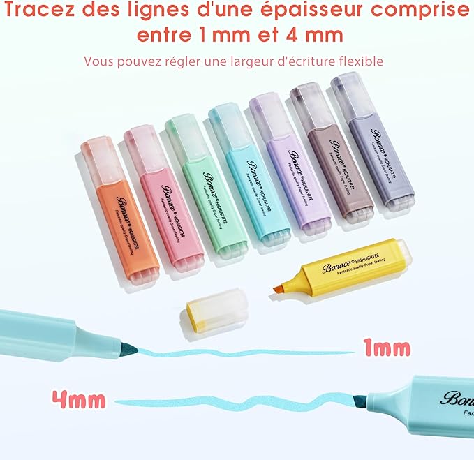 Pastel Highlighters,Chisel Tip Marker Pen,8 Assorted Macaron Colors Highlighter Pens, Mini Highlighters,Water Based, Quick Dry For Back to School Supplies，Aesthetic Highlighter for Office