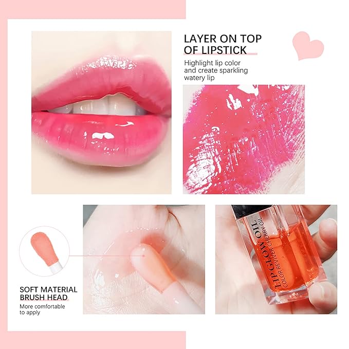 Lip Oil Hydrating Tinted Lip Balm, Plump Lip Gloss Lip Care Transparent Toot Lip Oil Tinted (012# ROSEWOOD)