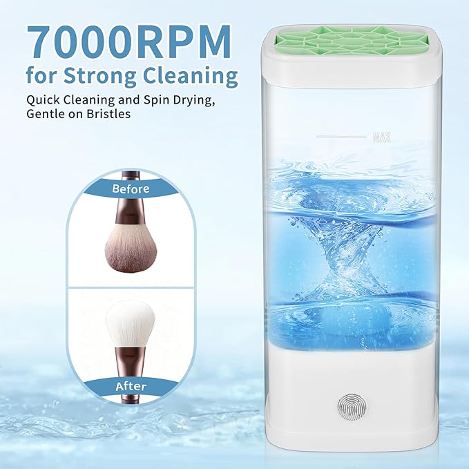 Electric Makeup Brush Cleaner - 9000 RPM Makeup Brush Cleaning Machine with Dry Function - IP65 Waterproof Automatic Makeup Brush Cleaner for Makeup Sponges and Brushes Cosmetic Brush Cleaner Plug-in