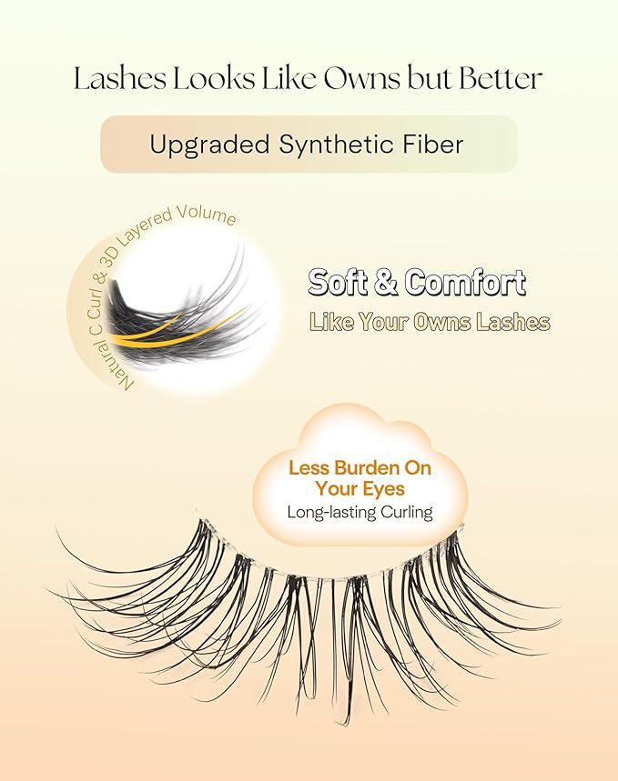 Half Lashes Natural Look 13MM Cat Eyelashes Clear Band False Eyelashes Wispy C Curl Corner Lashes Pack Soft Lash Strips 7 Pair Half Eyelash ChirpyLuna