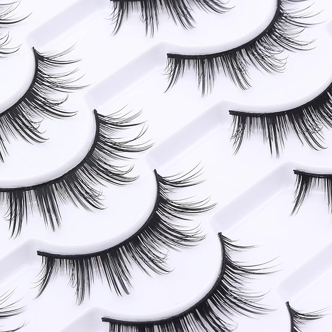 False Eyelashes 20 Pairs Wispy Lashes Faux Mink Lashes 14mm 3D Fluffy Cat Eye Lashes （style 20-067)