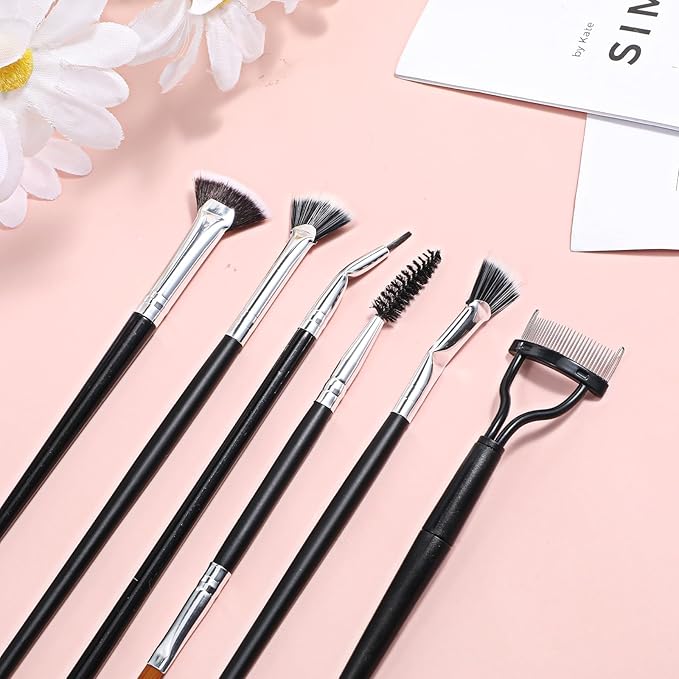 6 Piece Eyelash Brush Separator Eyebrow Combs Dual Ended Spoolie Mascara Fan Brush Lash Separator Comb Eyebrow and Eyeliner Tool Kit