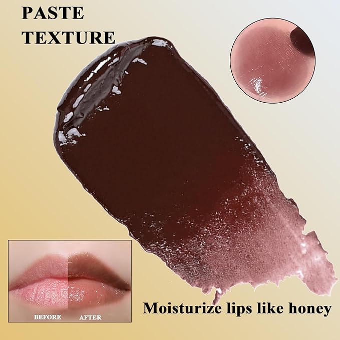 Honey Lipstick Tinted Lip balm, Hydrating Nourishing Sheer Formula Lipstick, Natural Glossy Finish (2 PCS BLACK)