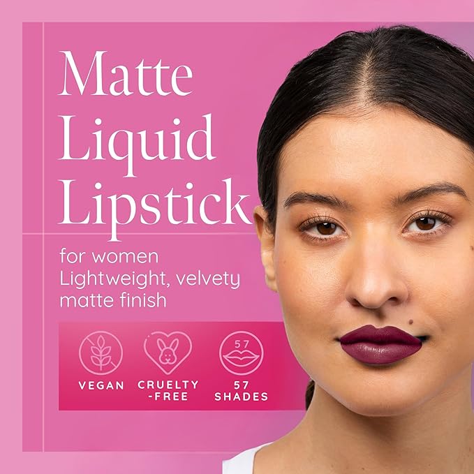 Aromi Maroon Burgundy Liquid Lipstick | Bordeaux Wine Lip Color with Blue Undertones, Vegan, Cruelty-free, Waterproof, Long-lasting (Red Dahlia)