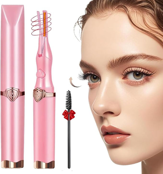 Heated Eyelash Curler, 2-in-1 Clip-Type Design, 3 Temperature Modes, USB Rechargeable Electric Eyelash Curler, Natural Curling 24H Long-Lasting Curl, Gift for Women & Girls, Light Pink DA