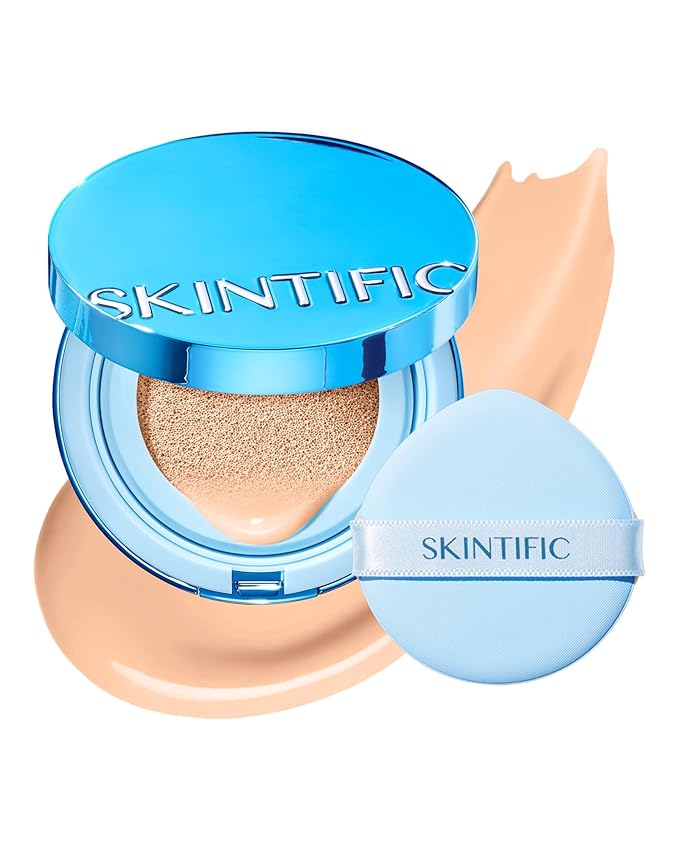 Velvet Matte Cushion Foundation Blue Ultra Cover Powder Foundation, 12h Oil-Control, Lightweight, Long-Lasting, Waterproof Korean Cushion Makeup(#02 Ivory)