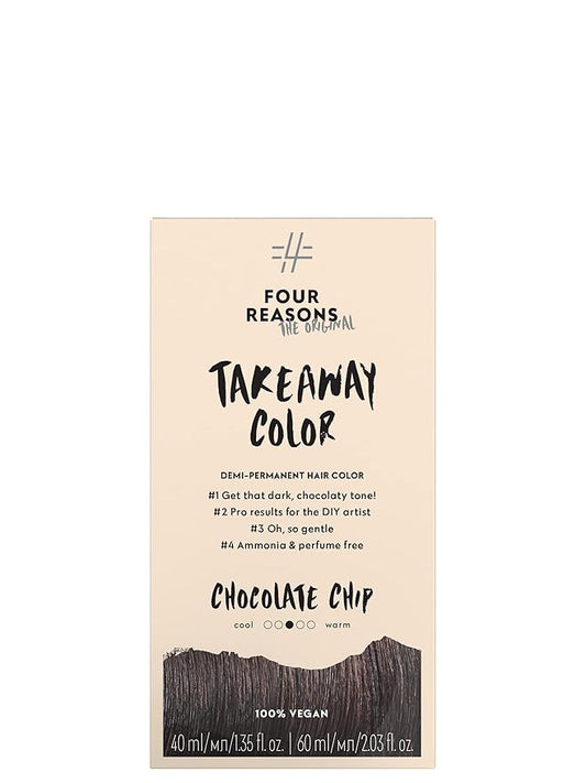 Four Reasons Original Takeaway Color - Chocolate Chip – 4.7 Dark Chocolate Brown - Demi-Permanent Hair Color - Ammonia-Free and Fragrance-Free Hair Dye - 100% Vegan & Cruelty Free