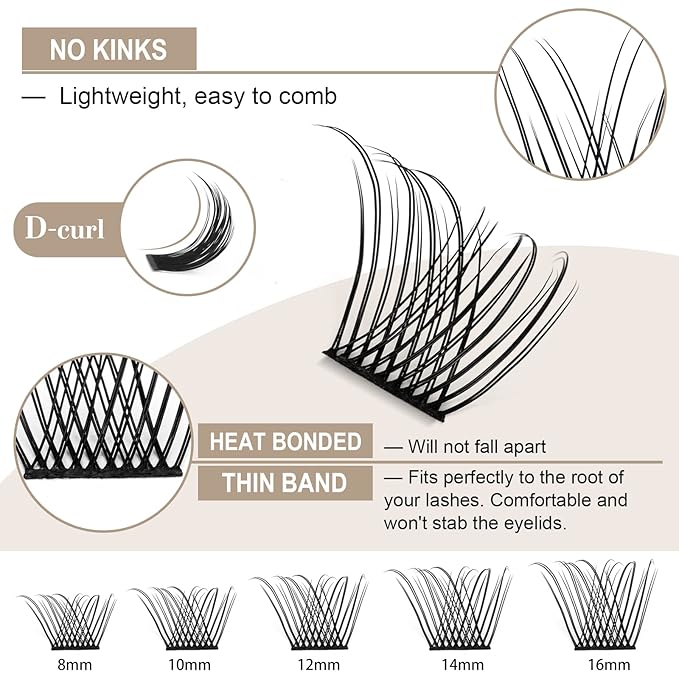 DIY Lash Extension Kit B01 Lash Cluster DIY Eyelash Extension Kit Individual Lashes Eyelash Clusters with Eyelash Glue Remover Lash Applicators for DIY Eyelashes Extensions (Kit,B01)