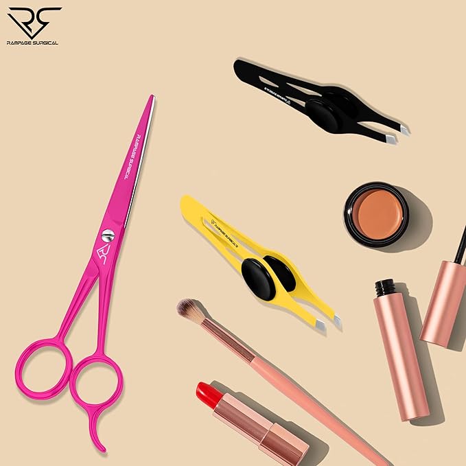 Professional Eyebrow Tweezers Slanted Tip Stainless Steel 2,3xPcs Set, Non-Slip Grip Slant Tip Tweezers for Facial Hair, Plucking Removing Ingrown Hairs, Tweezer for Women Men (Black&Yellow)