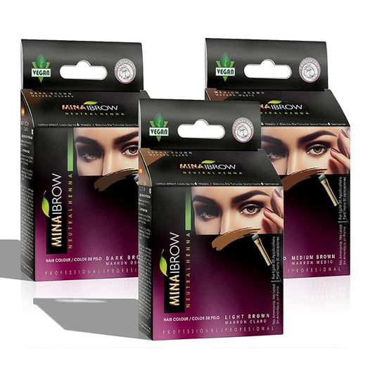 MinaiBrow Tinting Kit | Natural Spot Coloring Powder, Smudge Proof Formula | Instant Multi-Shade Brows (Dark, Light & Medium Brown)