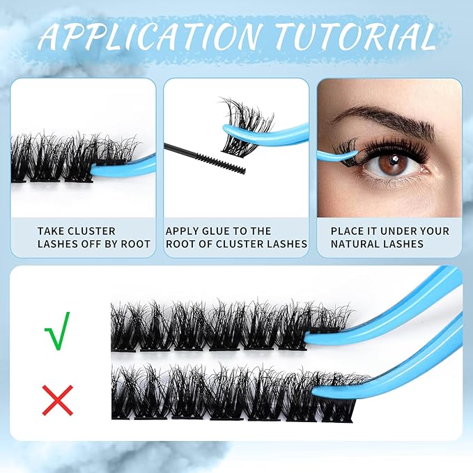 Lash Clusters 84 Pcs Cluster Lashes Individual Lashes DIY Lash Extension Lashes That Look Like Extensions Wispy Lashes Eyelash Clusters Thin Band & Soft (Cirrus 3D-Style,C-8-16mix)