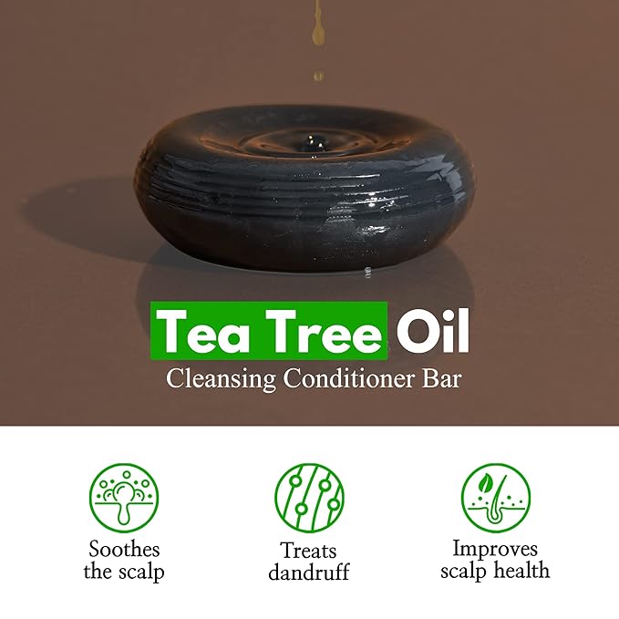 BEAUTE SEOUL Co-Wash Conditioner Bar for Curly Hair - Tea Tree & Charcoal Solid Cleanser for Dry Scalp, Buildup Removal & Moisture – Sulfate-Free, No Silicones, All Hair Types, 3.17oz