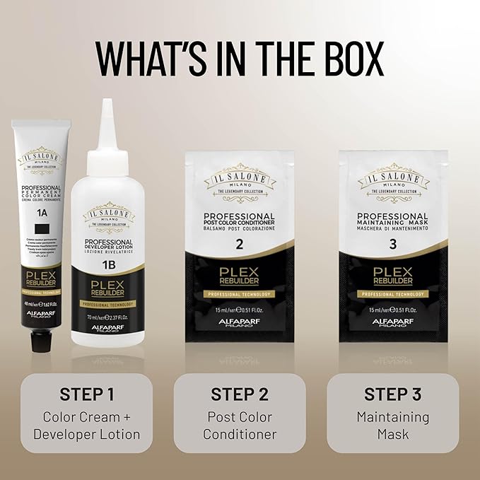 Il Salone Milano Plex Rebuilder Permanent Hair Color Cream - 12.0 Pure Platinum Hair Dye Kit - Professional Salon - Premium Quality - Protects and Restructures - Paraffin, Paraben, Ethyl Alcohol Free