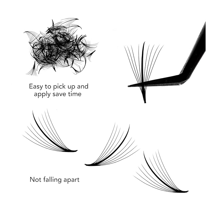 500 Wispy Promade Fans 9D 0.07 Wispy Premade Lash Fans C Curl Loose Premade Fans Lash Extensions 9mm Handmade Spiky Volume Promade Eyelash Fans Pointed Thin Base Premade Lash Fans(9D,0.07-C-9mm)